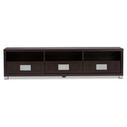 Baxton Studio Gerhardine Dark Brown Wood 63-Inch TV Cabinet with 3-drawer